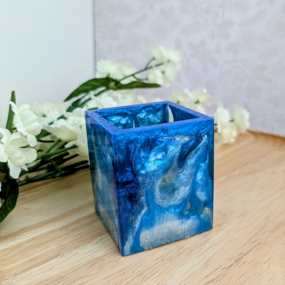 Marbled Resin Accessory Jar